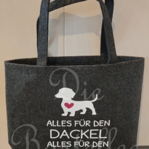 Filztasche groß ,,Alles für den Dackel…“ mit kleiner Innentasche