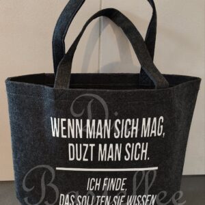 Filztasche groß ,,Wenn man sich mag…“ mit kleiner Innentasche