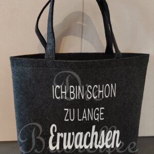 Filztasche groß ,,Erwachsen…“ mit kleiner Innentasche