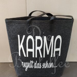 Filztaschen groß ,,KARMA…“ mit Kunstleder Henkel