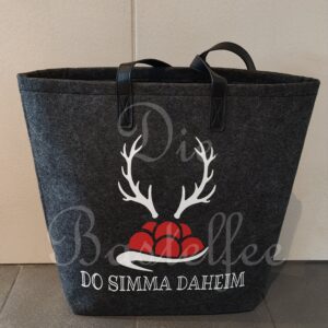 Filztaschen groß ,,DO SIMMA DAHEIM“ mit Kunstleder Henkel