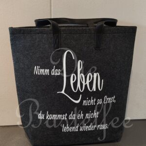 Filztaschen groß ,,Leben…“ mit Kunstleder Henkel