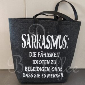 Filztaschen groß ,,Sarkasmus…“ mit Kunstleder Henkel