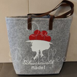 Filztasche groß ,,Schwarzwald Mädel“ mit Kunstleder Henkel