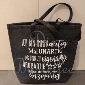 Achtung B-Ware! Filztasche groß ,,Einzigartig…“ schief vernäht!