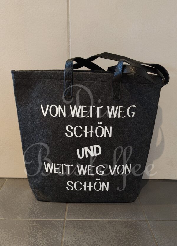 Achtung B-Ware! Filztasche groß ,,Von Weit Weg..." Plotterschrift leicht beschädigt!